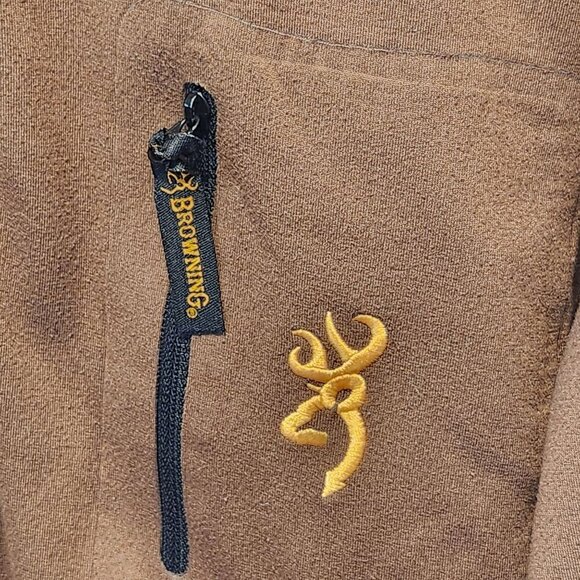 Browning Fleece Pullover Jacket Men's XL 1/4 Zip Gold Buckmark Logo Hunting - Picture 3 of 8